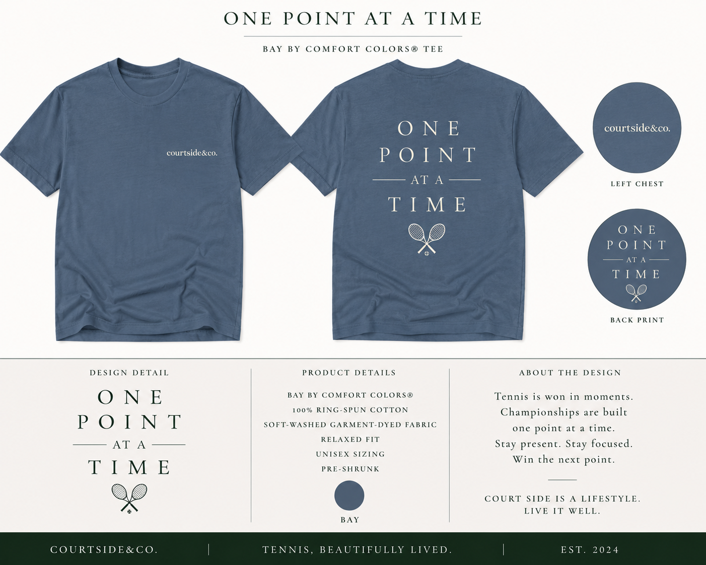 One Point at a Time Tennis Shirt | Minimalist Tennis Tee | Gift for Tennis Player | Tennis Coach Shirt | courtside&co.